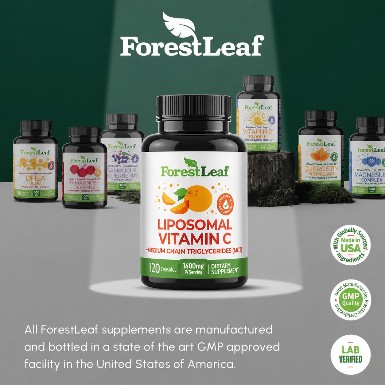 ForestLeaf Liposomal Vitamin C 1400mg Capsules | High Dose Vitamin C Liposomal Supplement w Coconut Oil Fatty Acids | Fast Absorption | Immune Support, Antioxidant, Collagen Production | 120 Vegan Cap — Amazon image 7