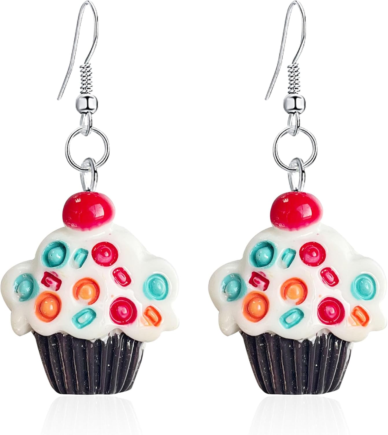 3D Food Lifelike Cupcake Earrings For Womens Ladies Cute Yummy Dangle Sweet Jewelry