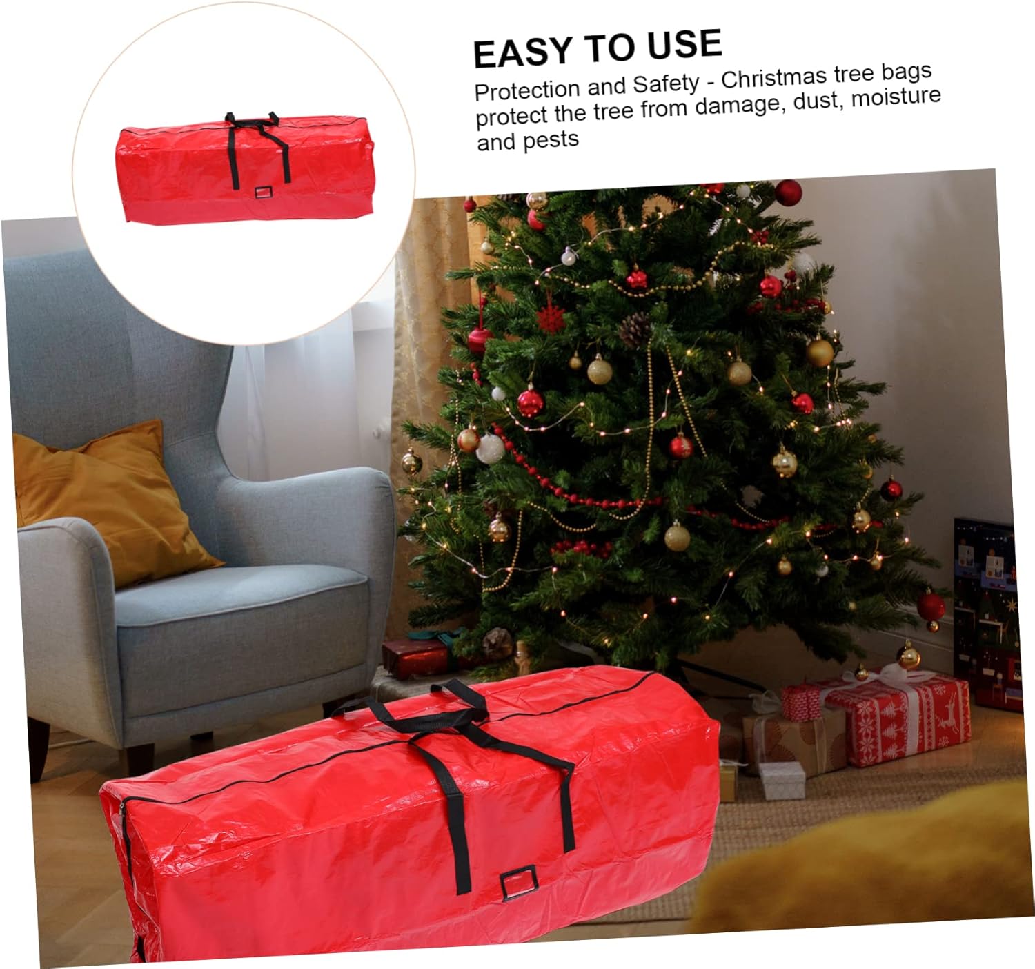 Christmas Tree Storage Bag Large Size Waterproof Tote Holiday Decor Storage Easy to Use