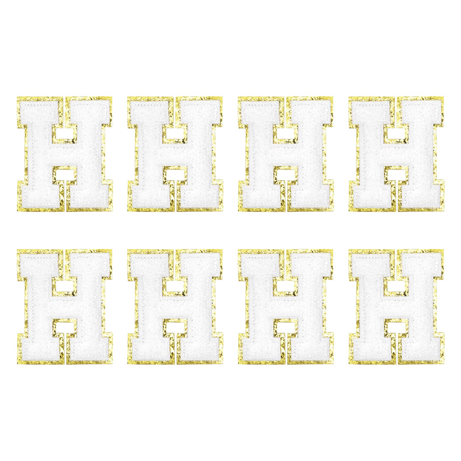 sourcing map Chenille Letter Patches 2.2" Self Adhesive Alphabet H Stick on Embroidered Patch Sew on Letter Stickers Applique for Repairing Clothing Jeans Shoes Hats DIY(White, Pack of 8) โ image 1
