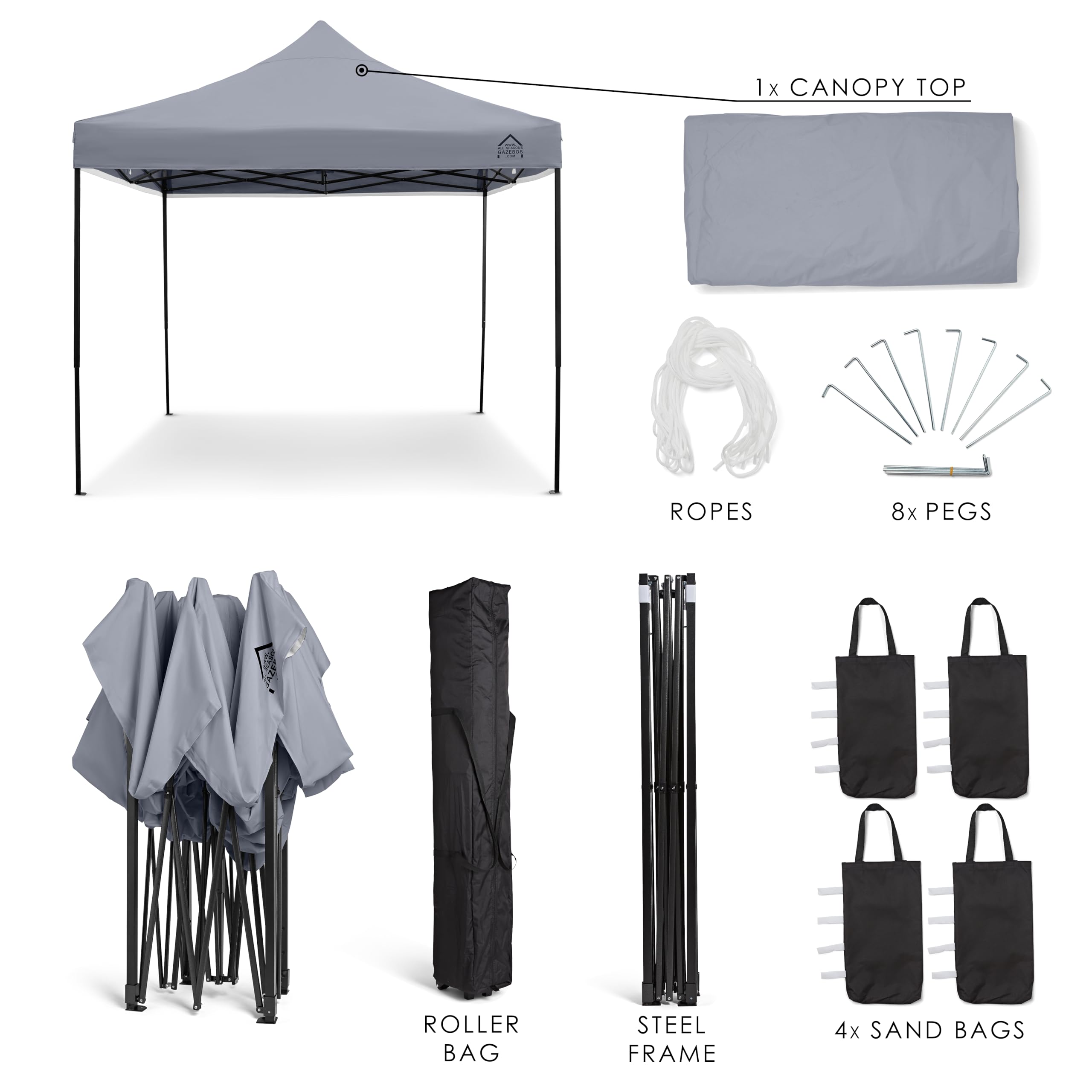 All Seasons Gazebos Tonnelle Pop-Up 3x4.5m - Imperméable, Blanc - Pour Jardin, Terrasse, Événements Extérieur