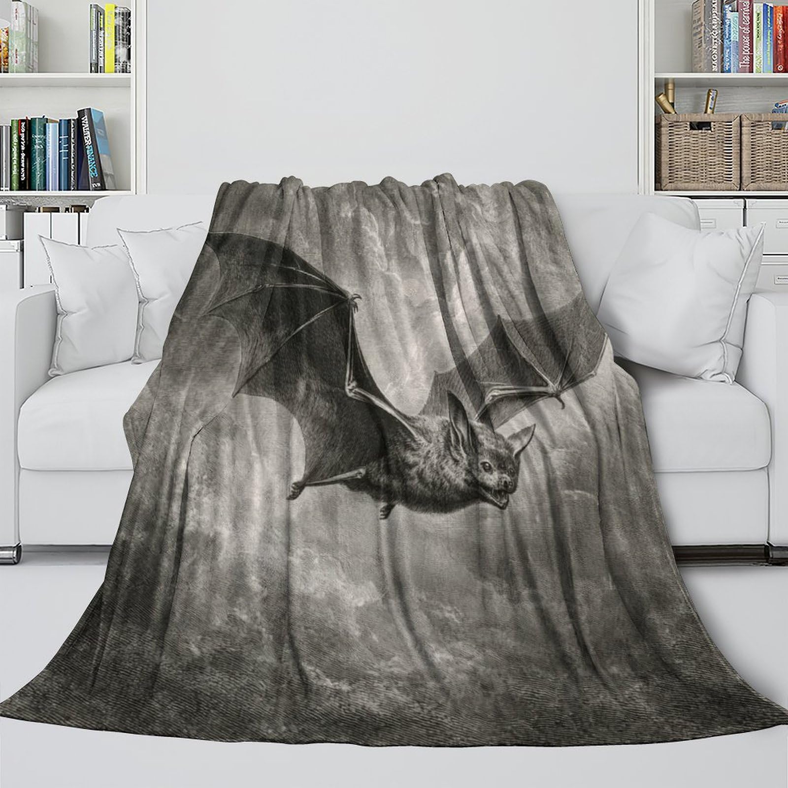 Vol de chauves-souris Manta Estampada 3D Colcha De Diseño Ropa De Cama De Microfibra Suave Y Cálida Sofá Ropa De Cama 80x90inch(200x230cm)