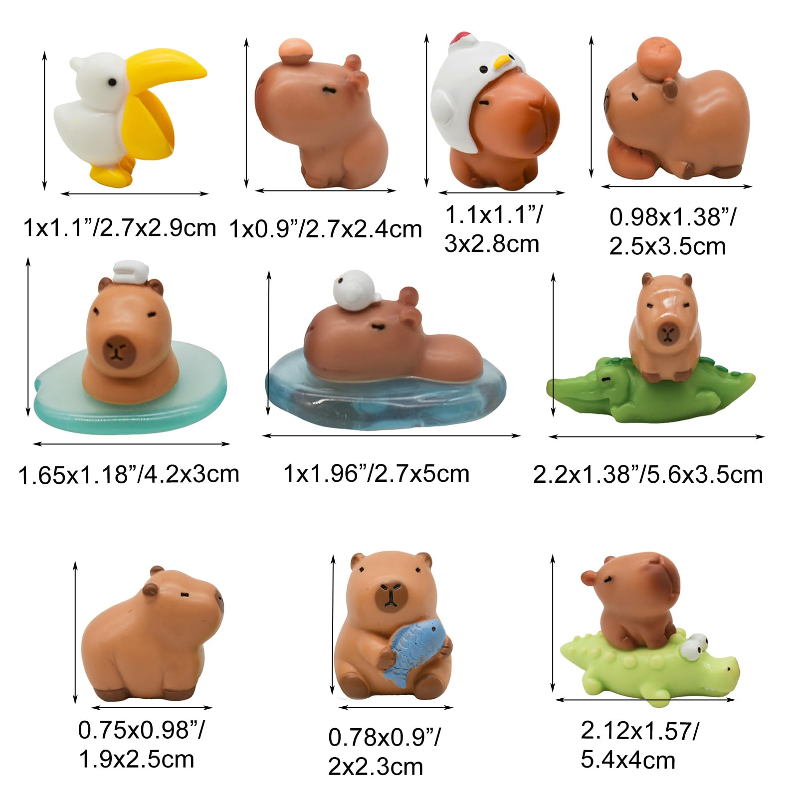 Figurines De Capybara - Éducatif - Lot De 2 - Blanc - Jouet Pour Enfants - Décoration Intérieure