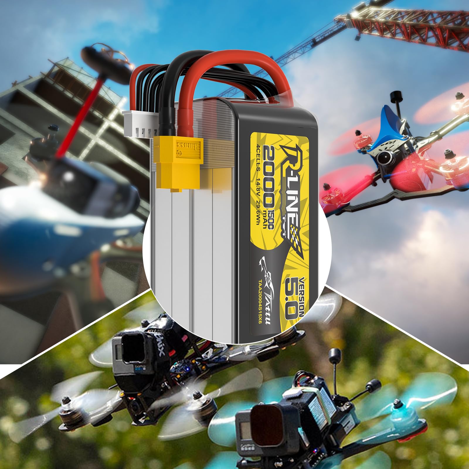 Tattu 4S LiPo Akku 2000mAh R-Line V5.0 14.8V 150C XT60 FPV Racing Car