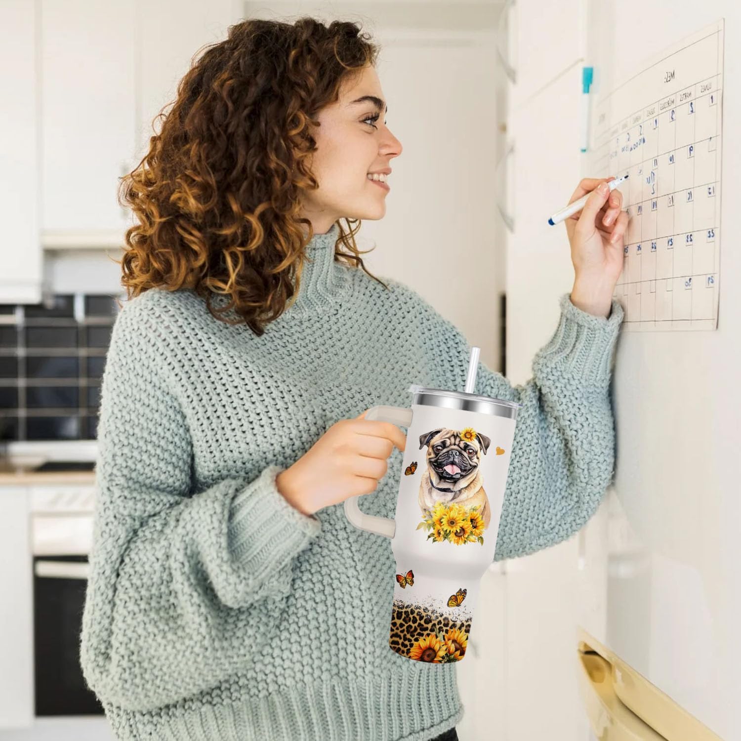 Pug Tumbler for Womens,Vacuum Insulated Travel Cup 40oz - Image 6