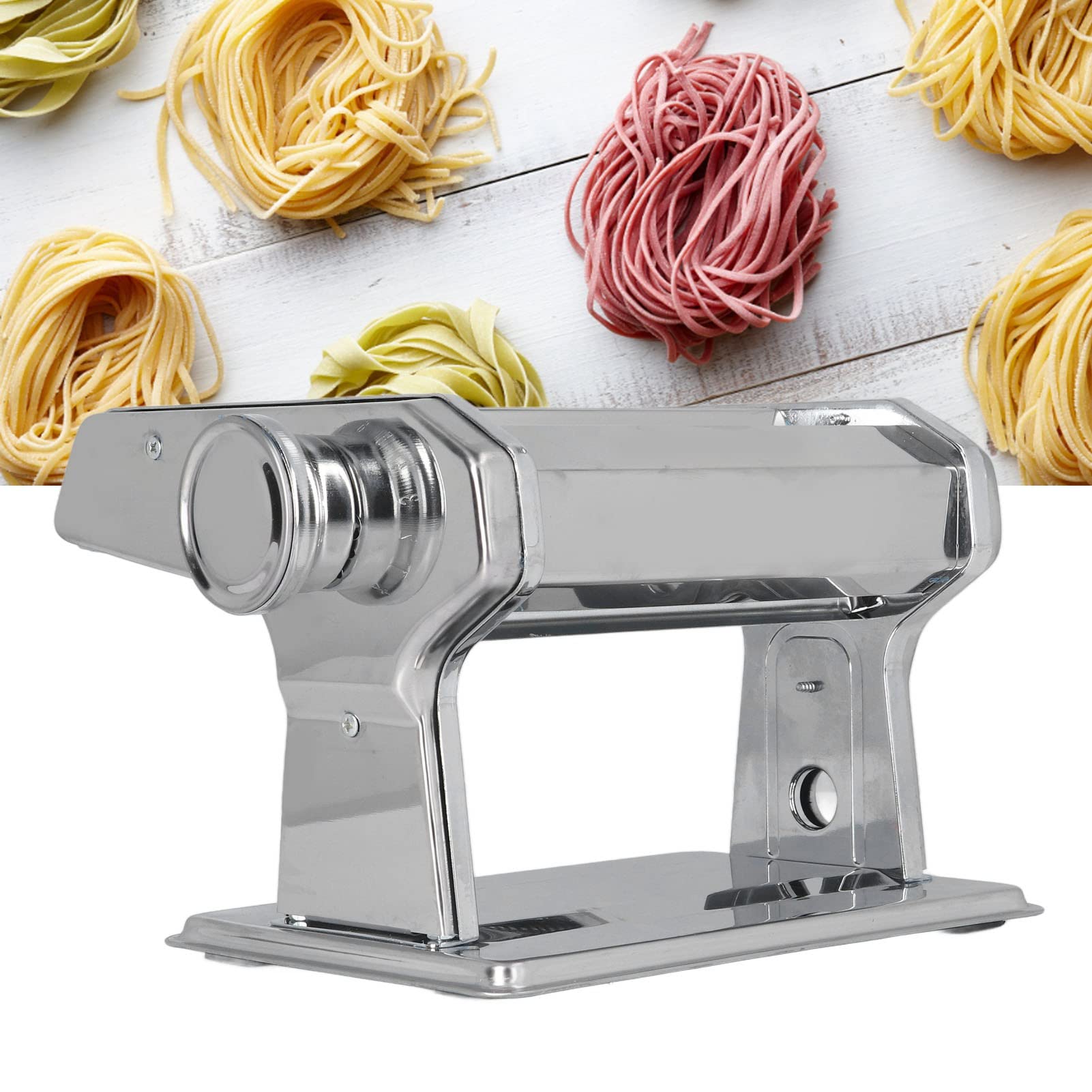 Máquina para hacer fideos de acero inoxidable, 2 cuchillas, manual, manivela, máquina prensadora de fideos para pasta, lasaña, pasta, espaguetis, máquina para hacer