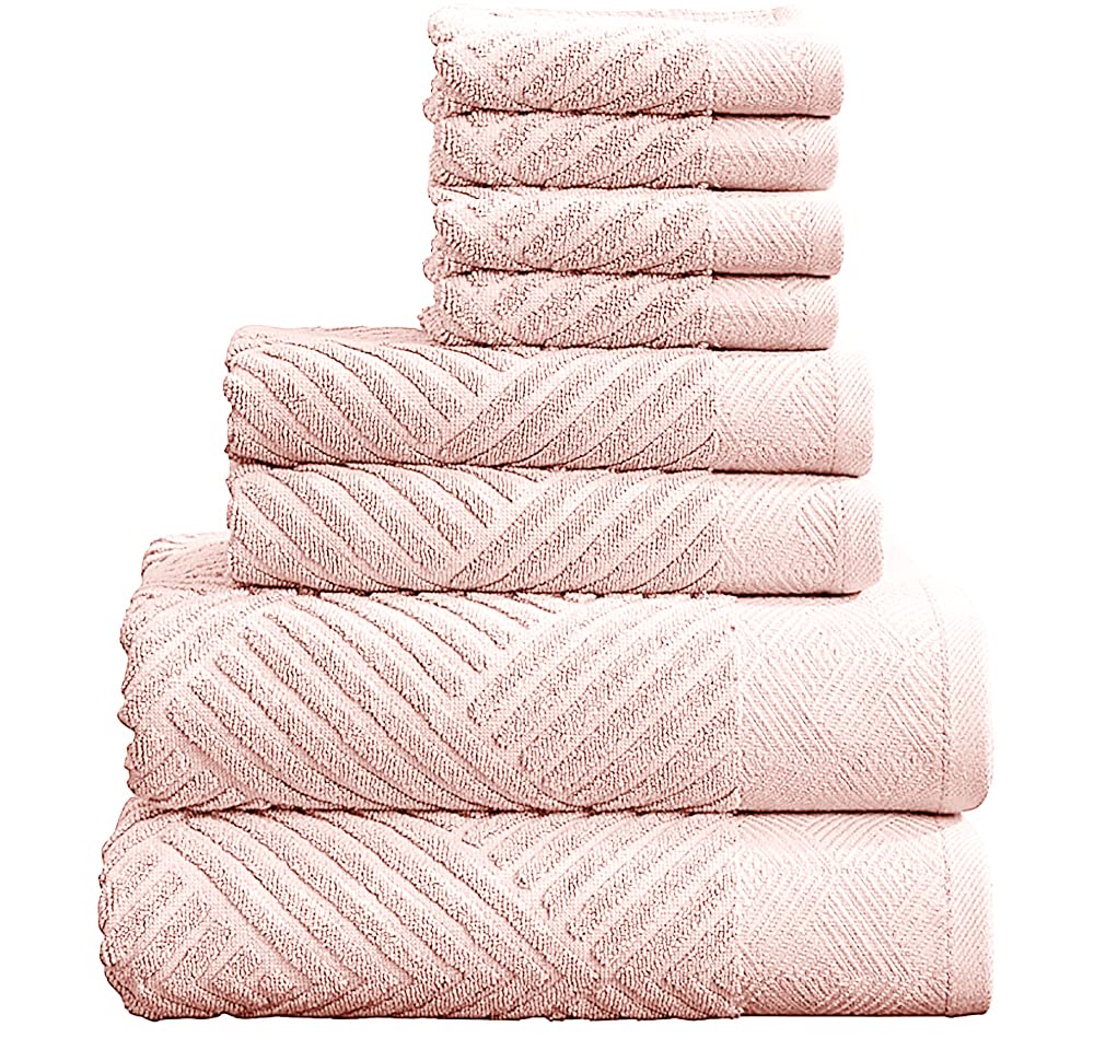 Serviettes de bain texturées 100% coton lot de 8 de grande qualité