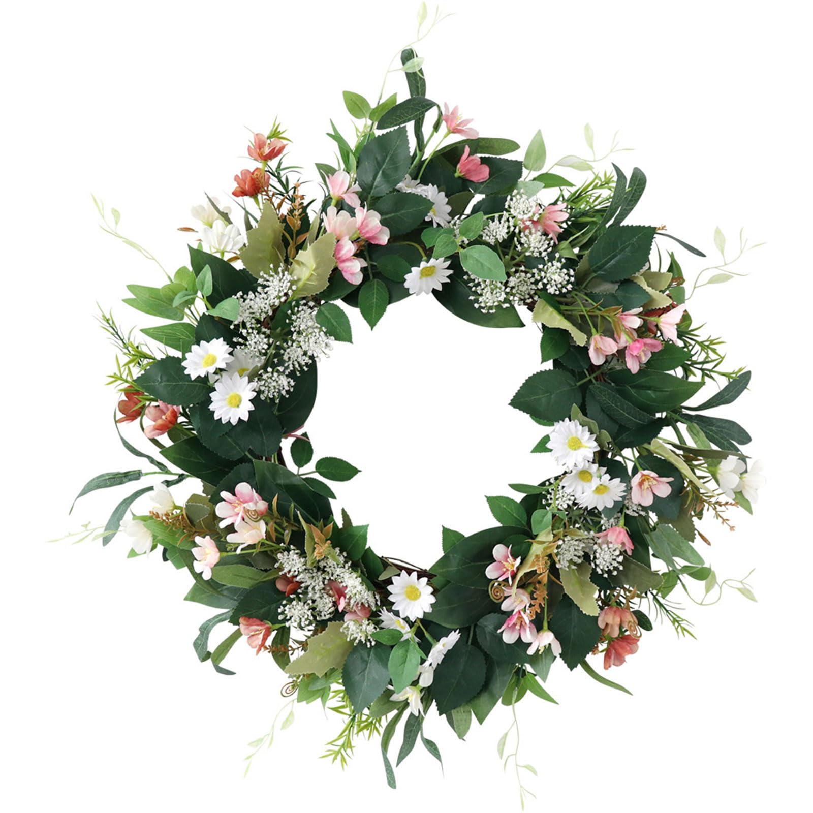 Xjdzineq Artificial Flower Wreath with Leaves Spring Plant Decoration for Front Door Garden Indoor and Outdoor Decoration Elegant Artificial for Event