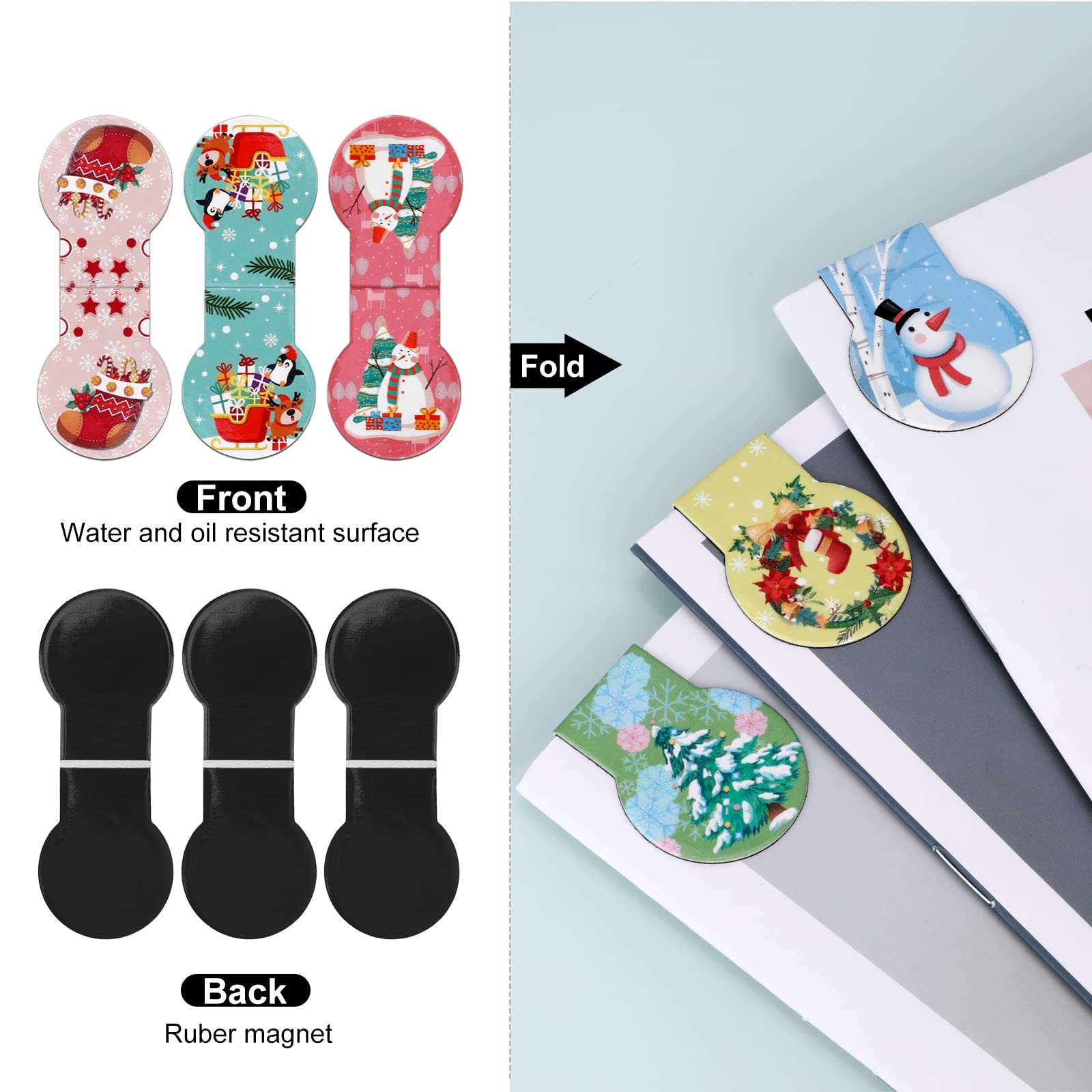30 Pièces Marque-Pages Magnétiques Noël, Christmas Magnet Bookmarks