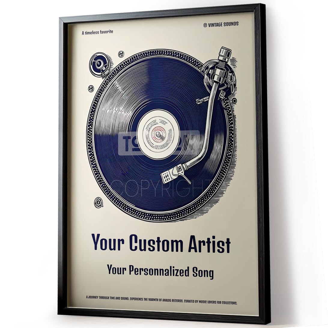 Tomaok® - Plakat artystyczny plakat do personalizacji (ramka nie wchodzi w zakres dostawy) Stwórz swój retro plakat winylowy z ulubionym piosenkarzem i piosenką, muzyka deco