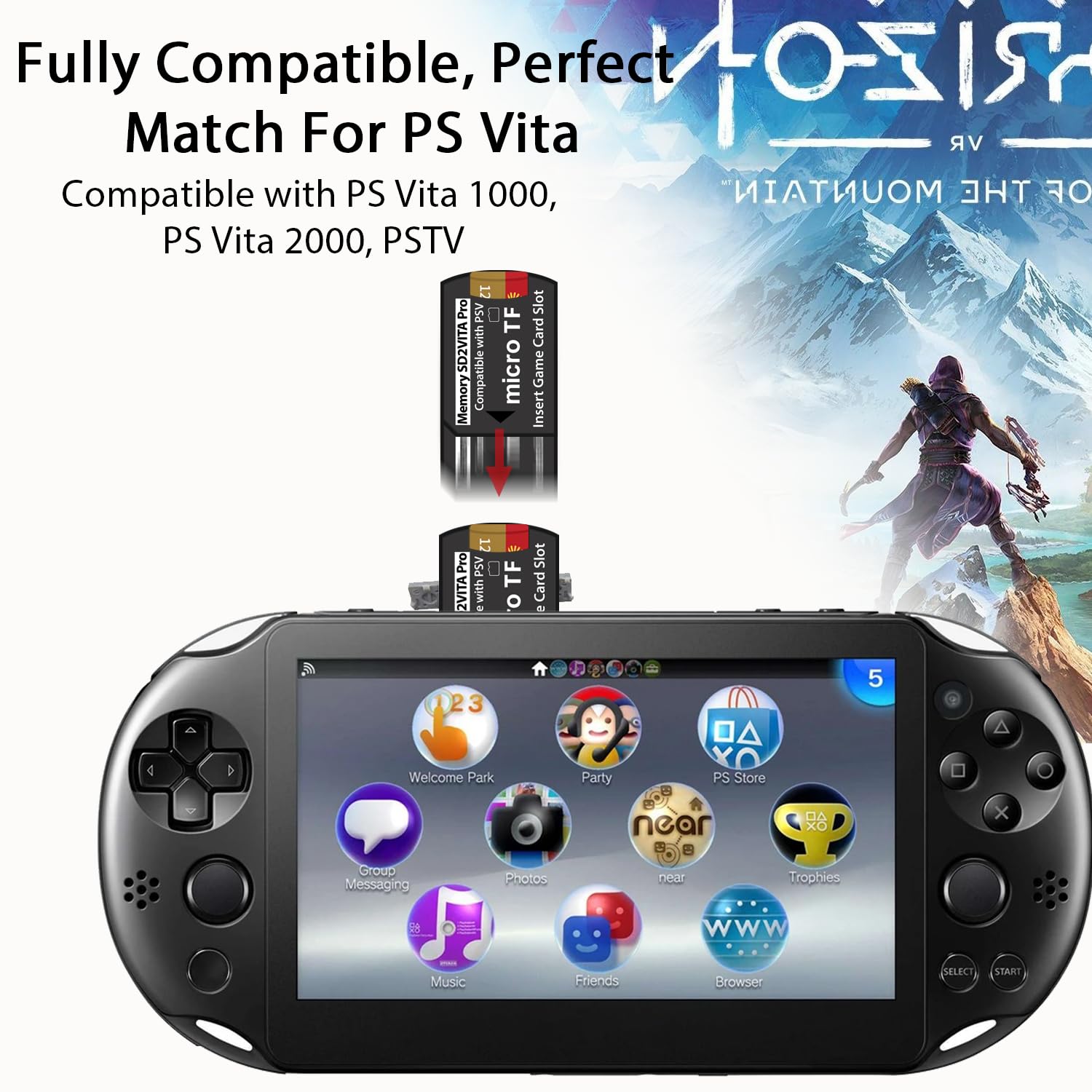 PS Vita Scheda di memoria SD2Vita 6.0 con scheda Micro SD da 64 GB, scheda di memoria flash microSDXC UHS-I ad alta velocità con adattatore per schede SD PSV 1000/2000 PSTV FW 3.60 HENkaku Enso System