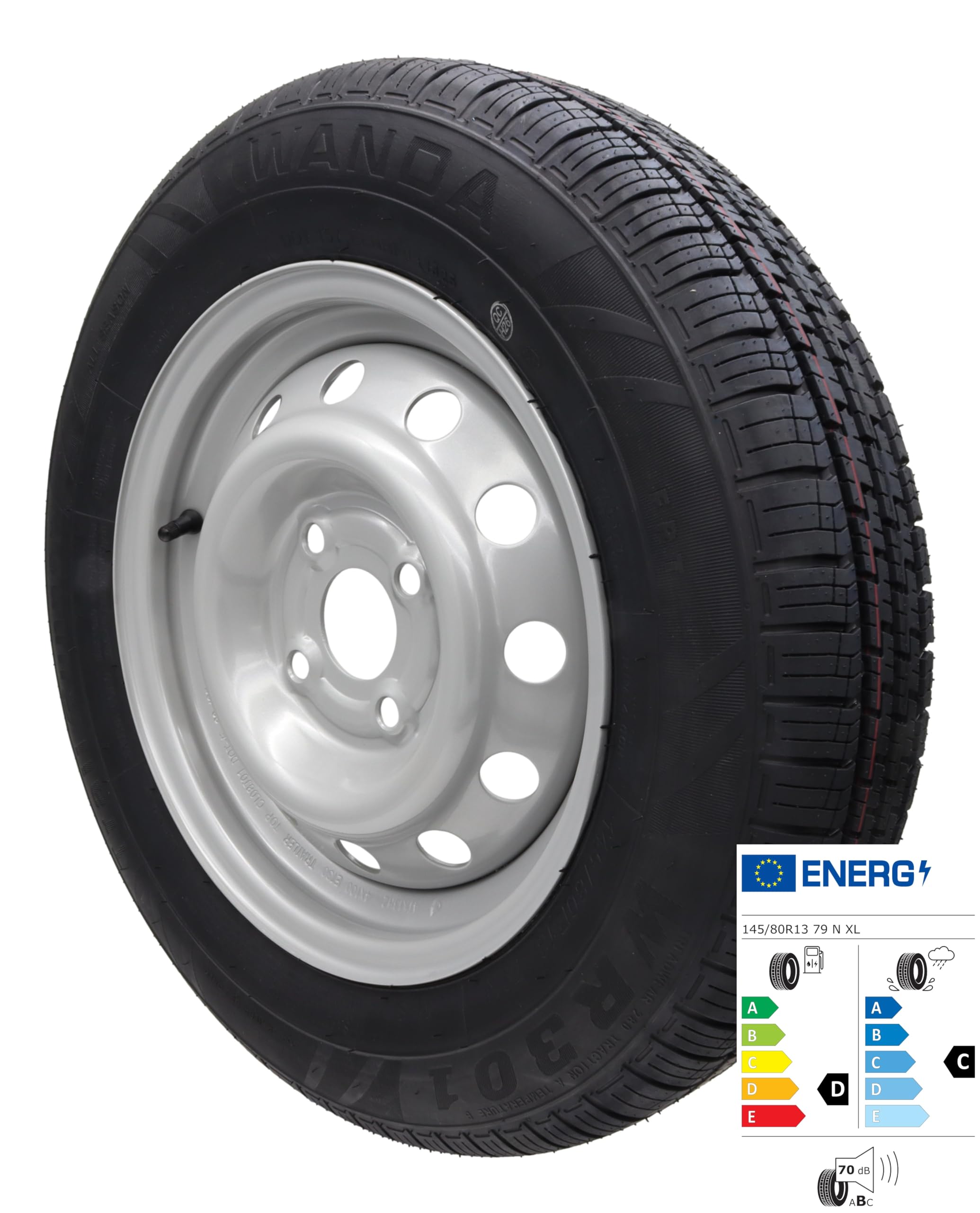 Komplettrad 145/80R13 79N 4x100, PKW Anhänger Rad Felge 4Jx13 Reifen 145 80 R 13 Anhängerrad