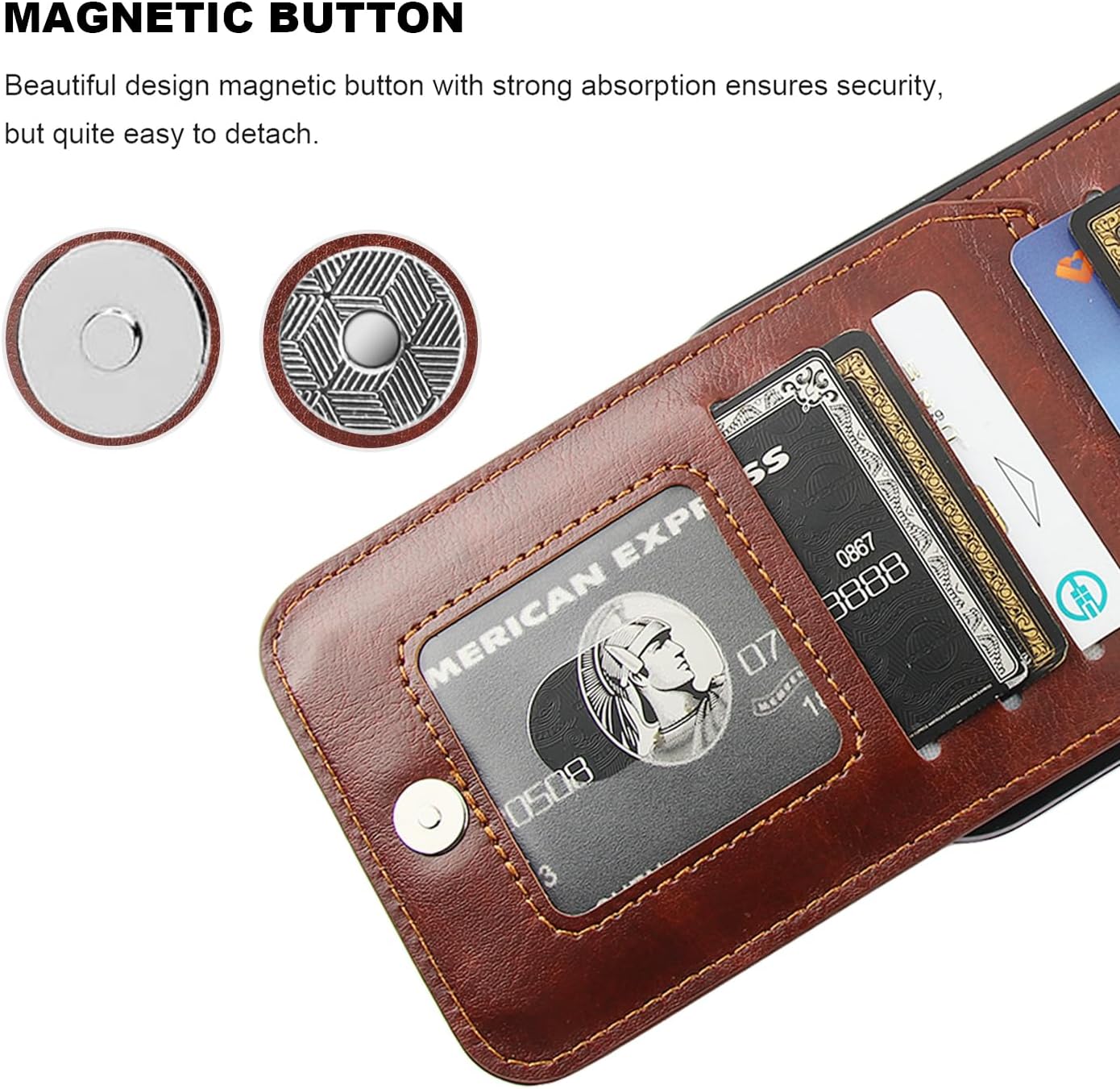 KIHUWEY Compatible with iPhone 16 Pro Max Case Wallet with Credit Card Holder, Flip Premium Leather Magnetic Clasp Kickstand Heavy Duty Protective Cover for iPhone 16 Pro Max 6.9 Inch (Brown) - Image 7