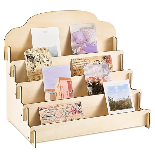 Miniatura 10 de Barydat Soporte de Exhibición Grande para Tarjetas de Felicitación, Soporte de Madera Escalonado para Postales, Folletos, Fotos, Joyas, Aperitivos