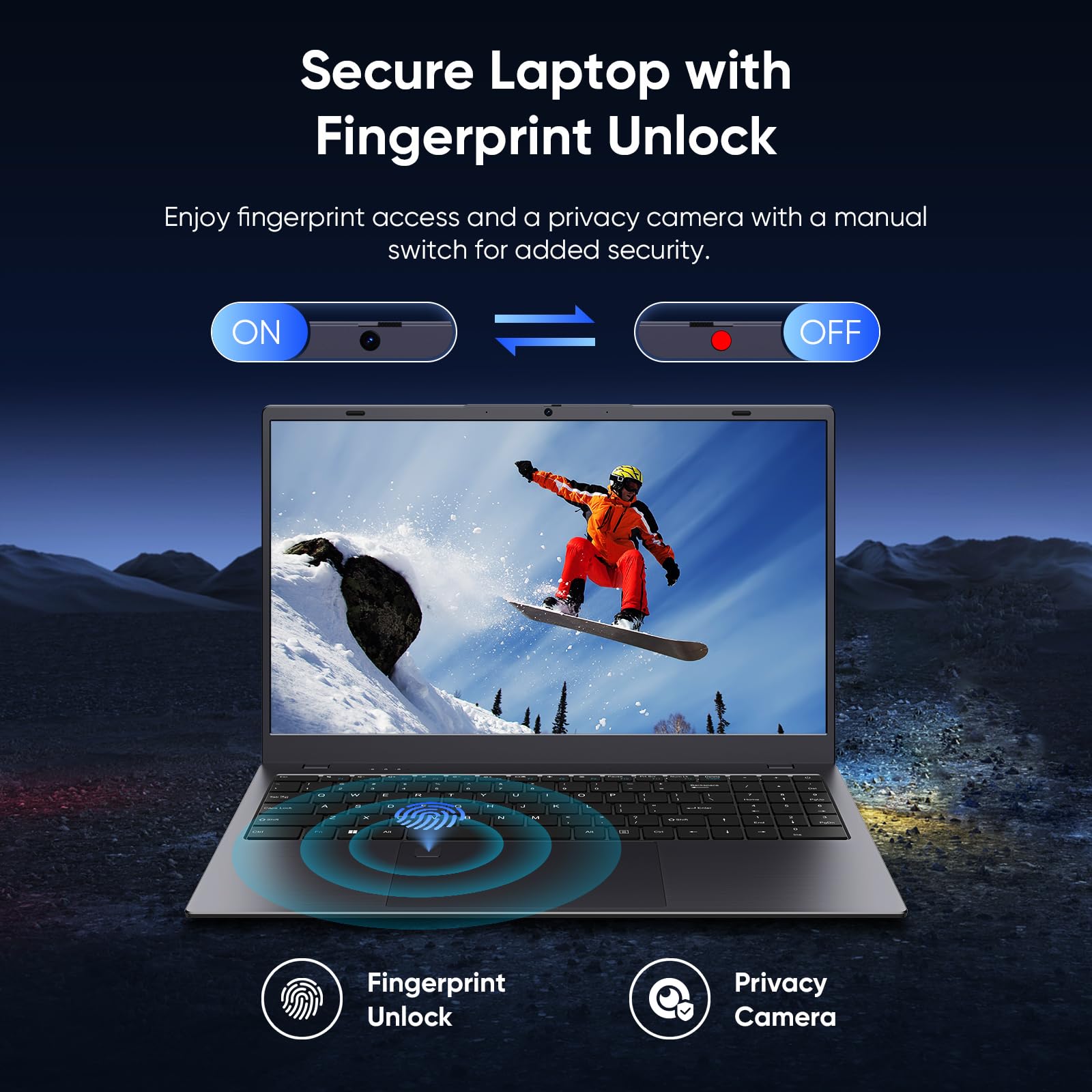Coolby 15.6inch Laptop, 12GB RAM/256GB SSD, 1920x1080 IPS Display, Intel N95(Beats N5095) Quad Core Laptop Computer, Support Fingerprint, WiFi 5, BT — view 7