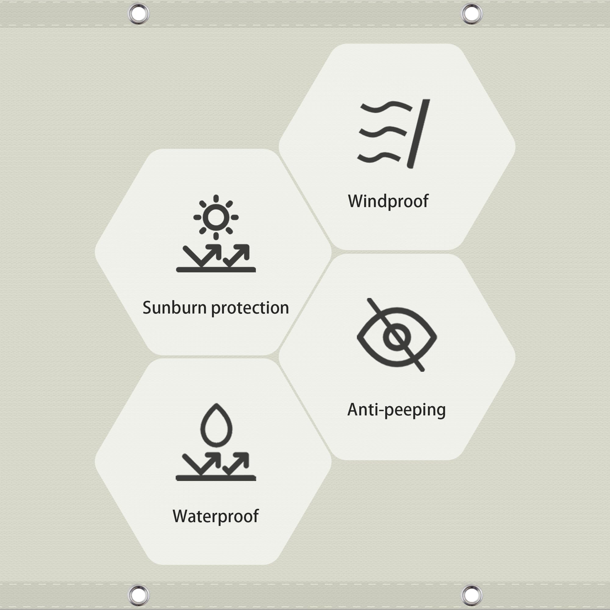 Zonnescherm Zeil Luifel Waterdicht 1.4 x 2.2 m Blokkeer 98% UV-stralen Zeilluifel voor Buiten in de Tuin met Bevestigingsset Aanpasbaar voor Broeikasbloemplant, Zand geel