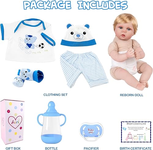 Miniatura 7 de Aori Lifelike Reborn - Muñecas de bebé recién nacido con peso de 22 pulgadas con oso conjunto de juguetes para niños