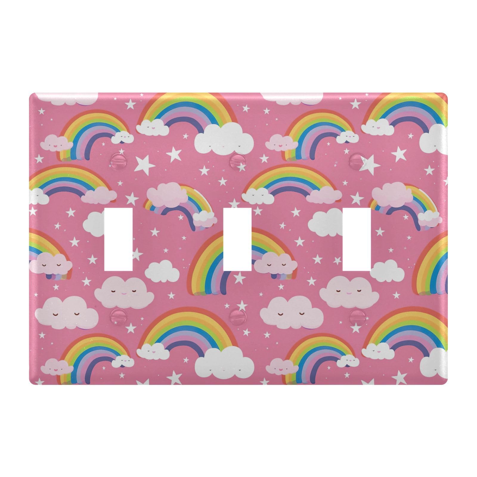 Light Switch Cover Cartoon Rainbow Wall Plates for Electrical Outlets 3 Gang 202b5825