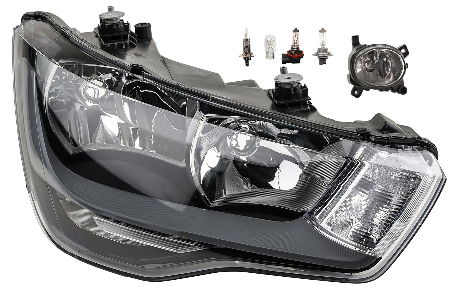 Johns, Faro alogeno anteriore adatto per Audi A1 8X H7 H1 destro 10-14 con LWR + fendinebbia + lampadina