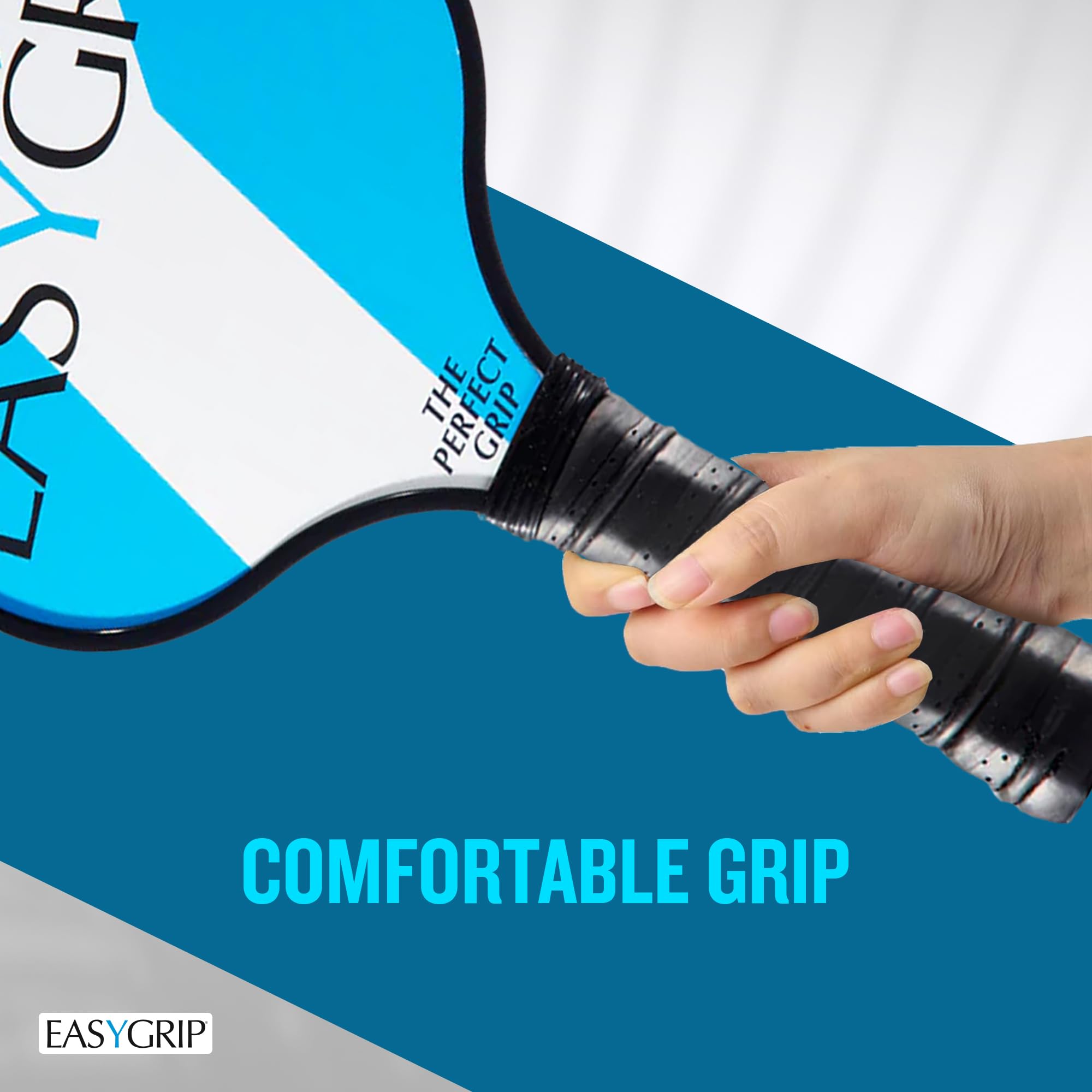 EasyGrip Rakieta Pickleball Donatello BASIC - włókno węglowe i włókno szklane, kontrola i komfort dla początkujących - Sweet Spot szeroki, lekki i poręczny, jasnoniebieski/biały