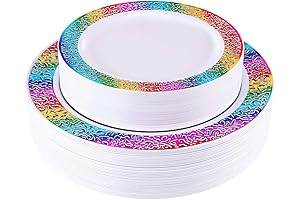 Supernal Lisa Frank Party Supplies: Gold, Rainbow, and Tie-Dye Plates