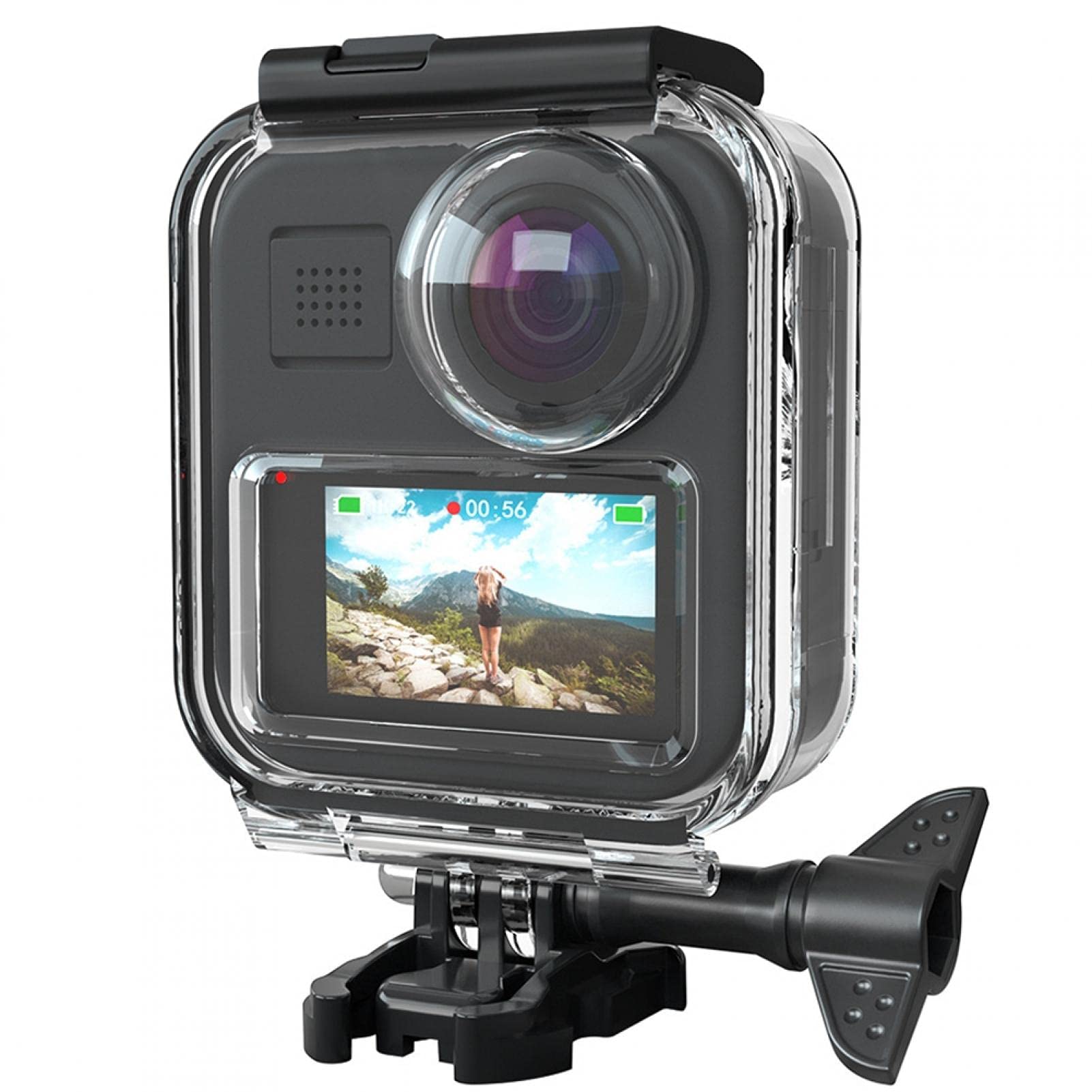 Custodia impermeabile per action cam, custodia protettiva per action camera panoramica, custodia impermeabile regolabile per fotocamera subacquea con profondità di 20 m, accessorio per immersioni esti