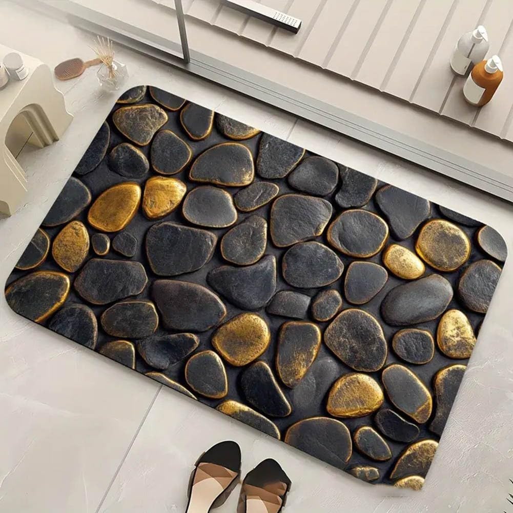 Tapete de baño suave de tierra de diatomeas, tapete de ducha de secado rápido con respaldo antideslizante, lavable a máquina, absorbente, tapete de entrada, para baño y cocina, resistente al agua (50