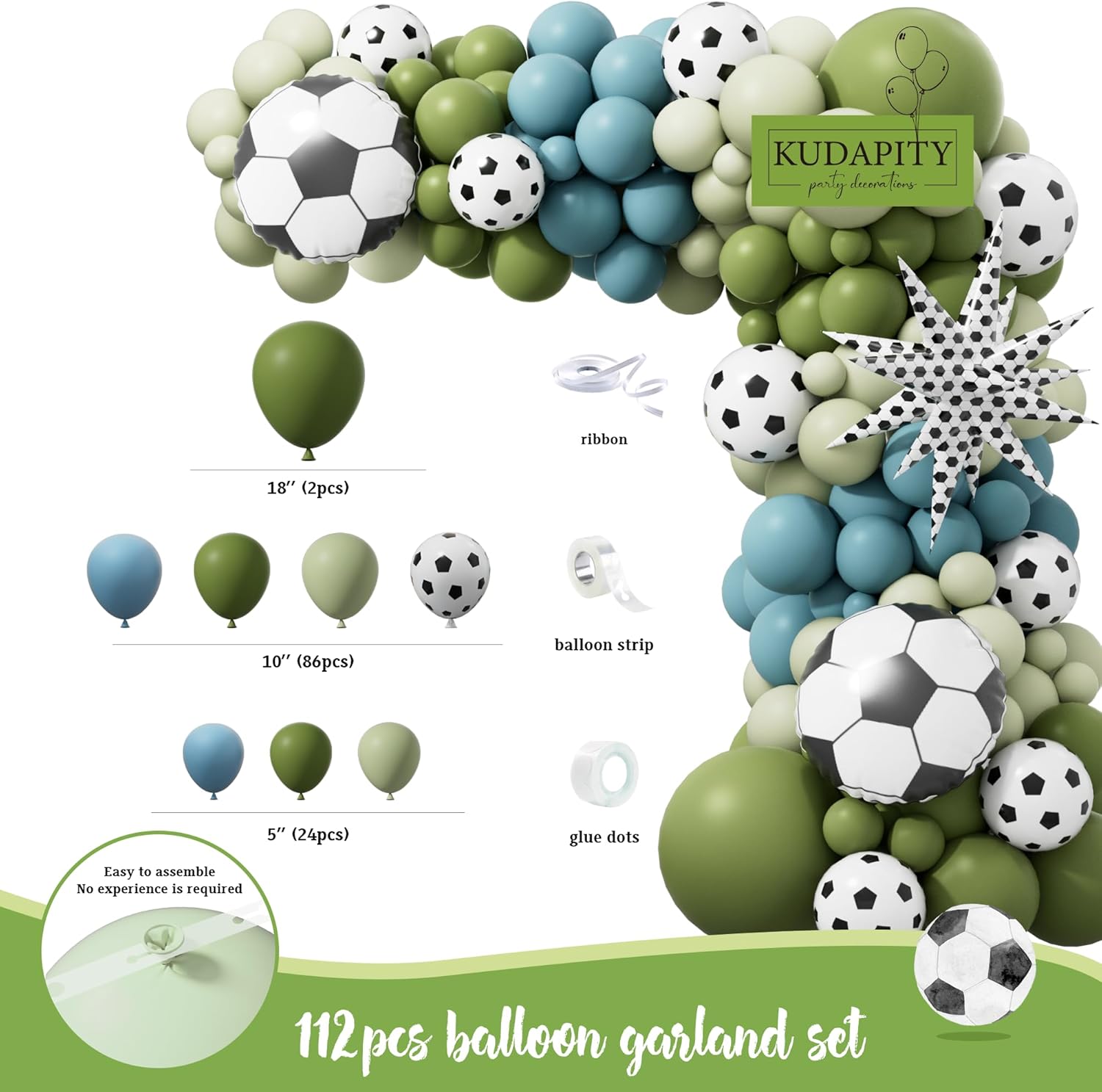 Soccer 6th Birthday Party Decorations Kit for Boys – Soccer Birthday Party Supplies Set, Soccer Football Party Decor with Backdrop, Tablecloth, Cake Topper and Cupcake Toppers for 6-Year-Old Boys - Image 3