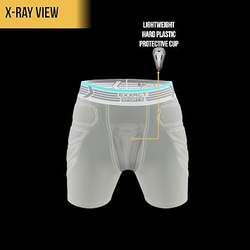 Exxact Sports Sliding Shorts w/Hard Protective Cup, Compression Fit Baseball, Softball, Football, Field Hockey, MMA (Adult)