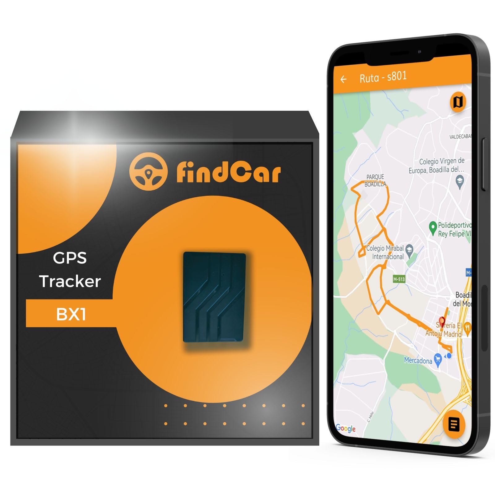 BX1 - Localizador GPS mini para Coches, Camiones, Camiones, Motos y más | Localización en Vivo | a Batería | Alarmas Exceso Velocidad, Antirrobo y Geovalla | Localizador GPS coche (1000mAh 2G)