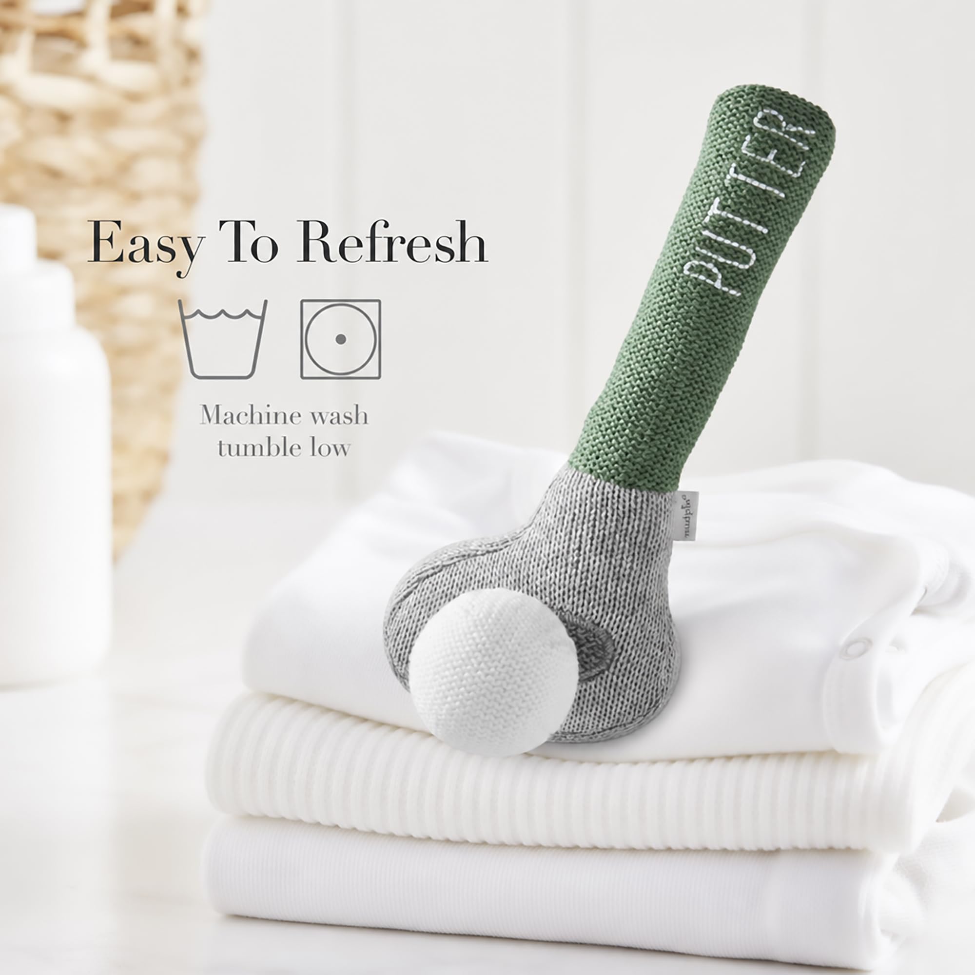 Mud Pie Children's Goft Knit Rattle, Green Putter Club