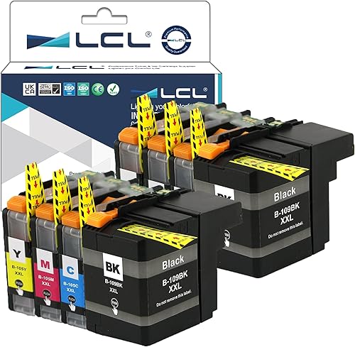 LCL Cartucho de tinta compatible de repuesto para Brother LC109 LC105 XXL LC109BK LC105C LC105M LC105Y de gran rendimiento para impresora