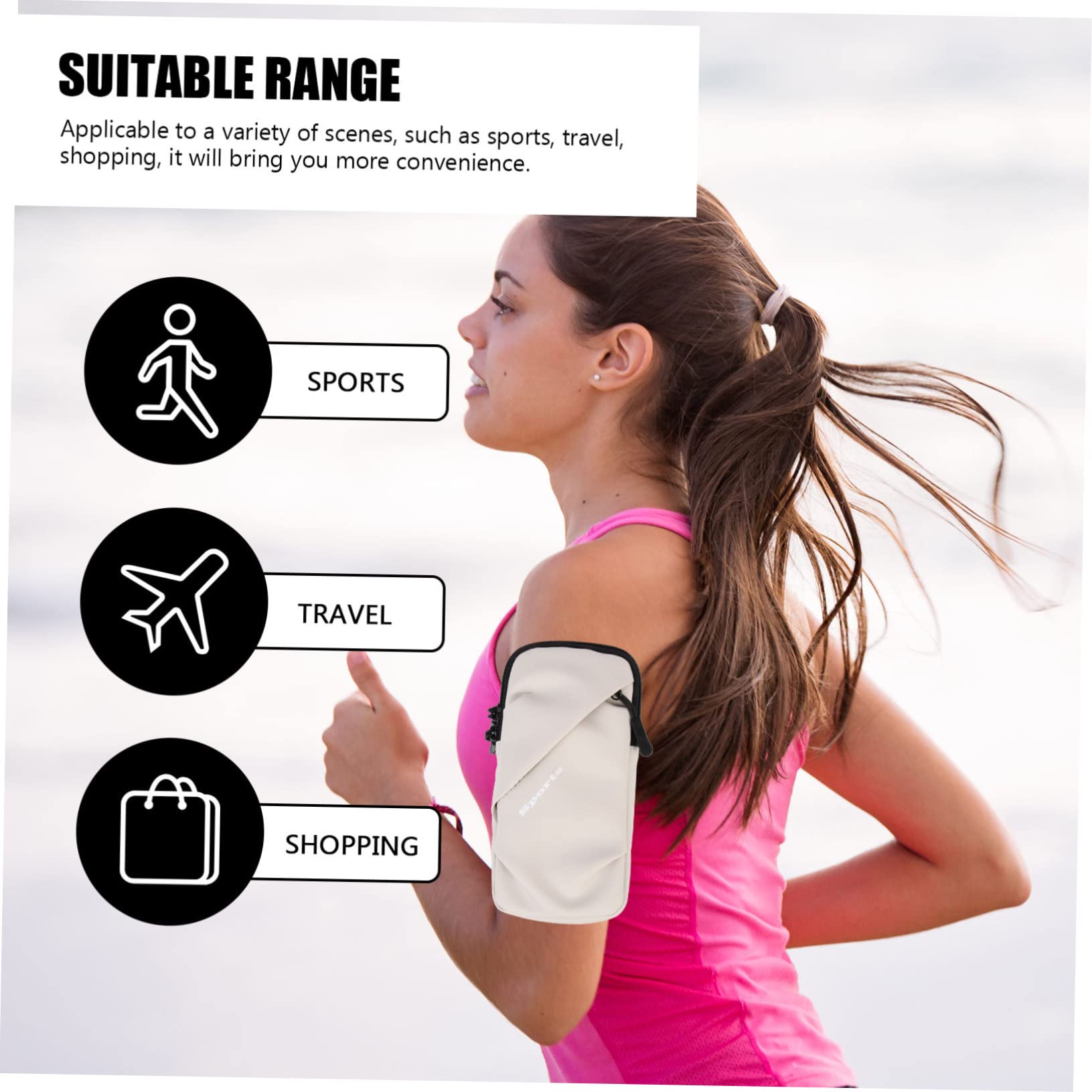 Gatuida 3pezzi Armband Portatelefono Per Custodia Elasticizzata Per Smartphone Pouch Braccio e Attività Grigio