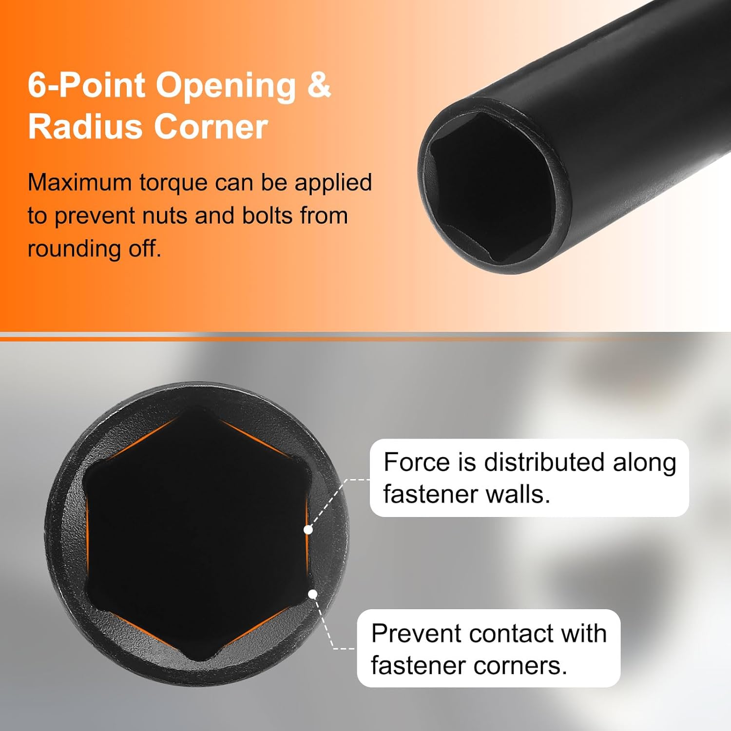 Generic Deep Thin Wall Impact Socket 9mm Metric 6 Point Socket 1/2" Square Drive 5" Extra Long Phosphated CR-V Steel Industrial Grade Spindle Axle Nut Socket, Black