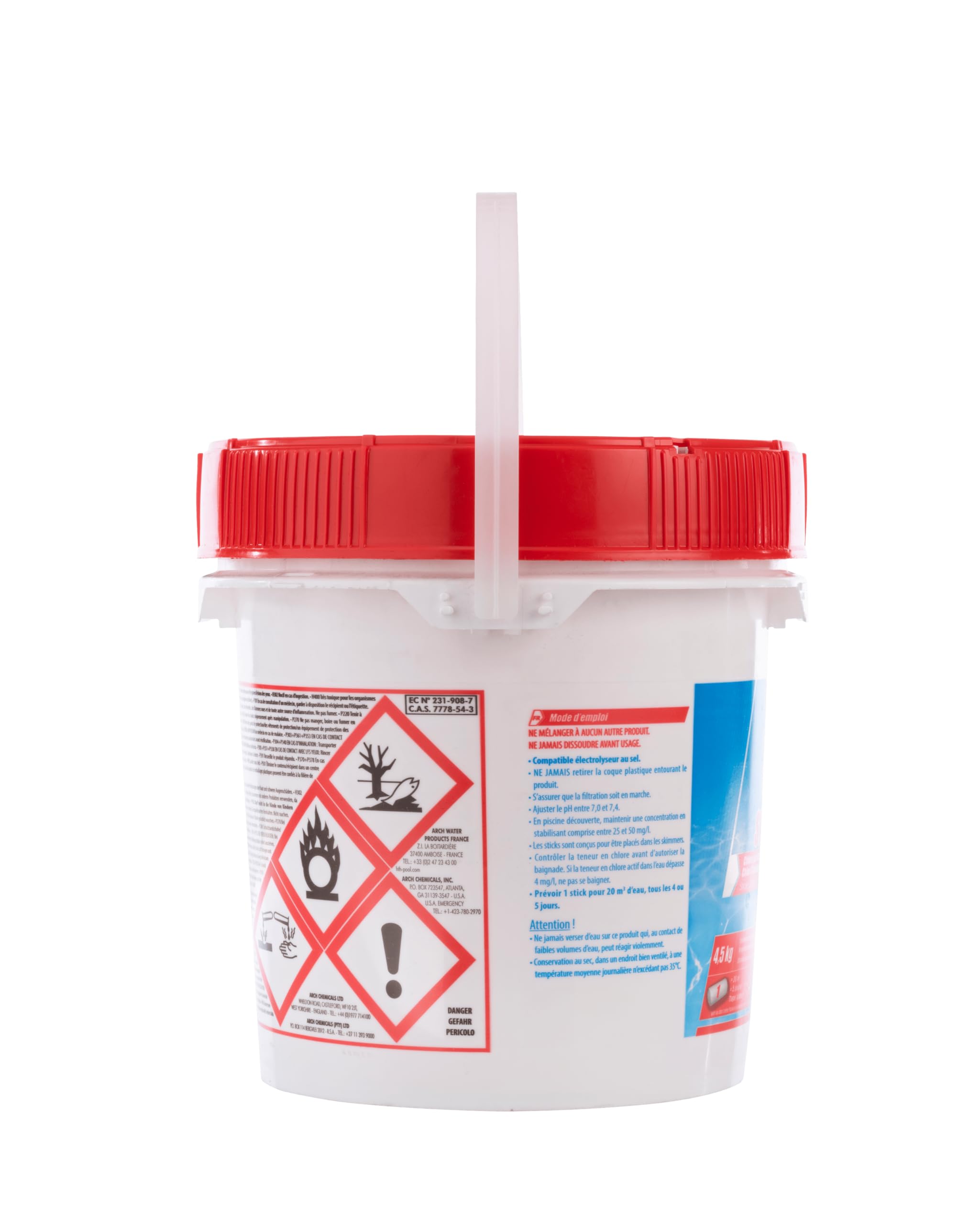 HTH - Stick- Hypopchlorite - Chlore 300 gr - Pot de 4,5 Kg