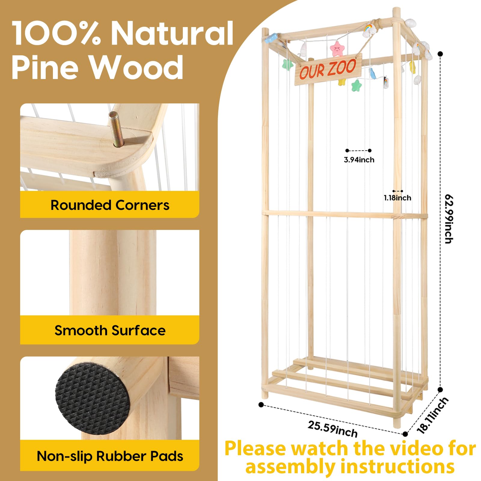 Extra Large Stuffed Animal Storage Wooden Stuff Animal Organizer 63