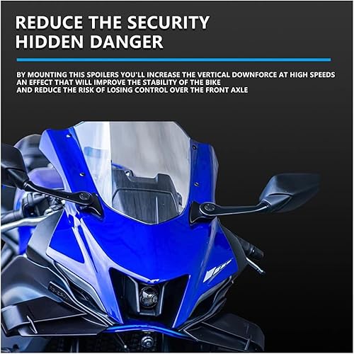 Miniatura 3 de DISPRA Motorcycle Black Winglets Aerodynamic Wing Kit Spoiler ABS Plastic Accessories Compatible for Yamaha YZF-R7 YZF R7 2022 2023