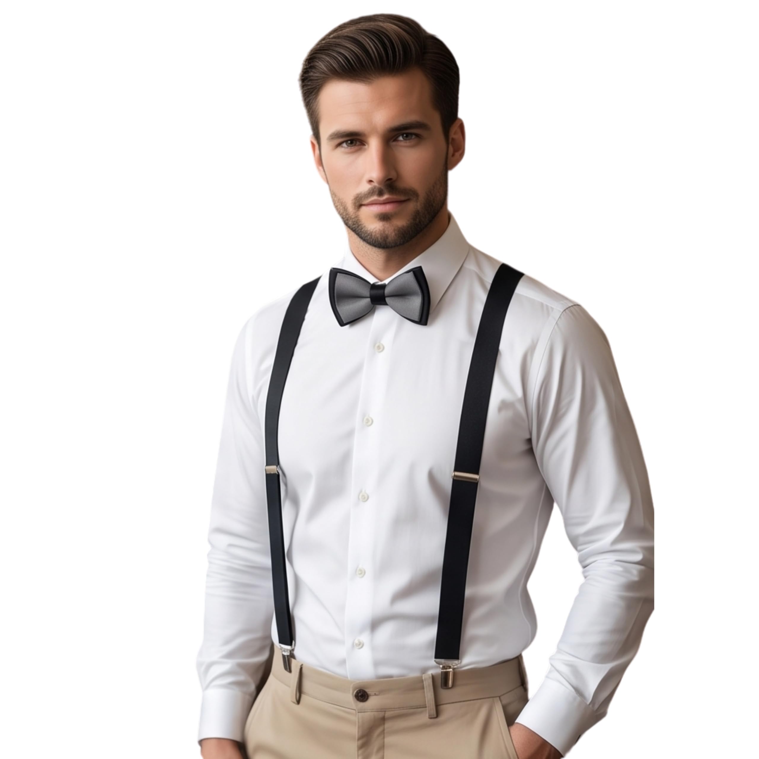 TBTH Premium Satin Bow Tie for Men & Boys | Pre-Tied Adjustable Formal Bow Tie | Beige & Black Tuxedo Bow Tie | Wedding, Party, Business, Reception, Groom, Birthday-image-40