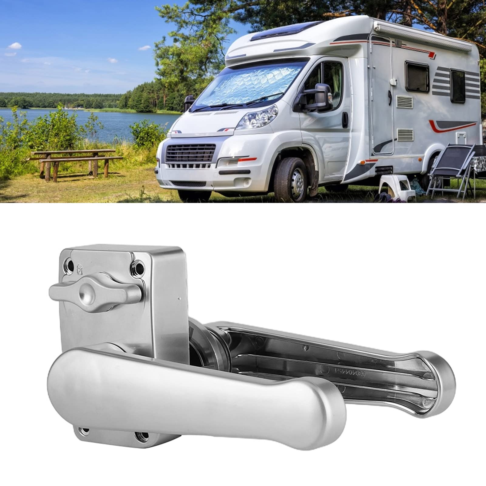 Serratura per porta del bagno, 21 mm/0,8 pollici + ABS Set di serratura a leva per porta del bagno Manopola per bagno Cromo lucido per camper Yacht RV - Argento