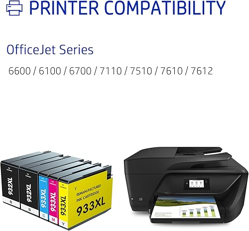 Miniatura 3 de Cartucho de tinta compatible de repuesto para impresora HP 932XL 933XL 932 933 para Officejet 6700 6600 7612 6100 7610 7110