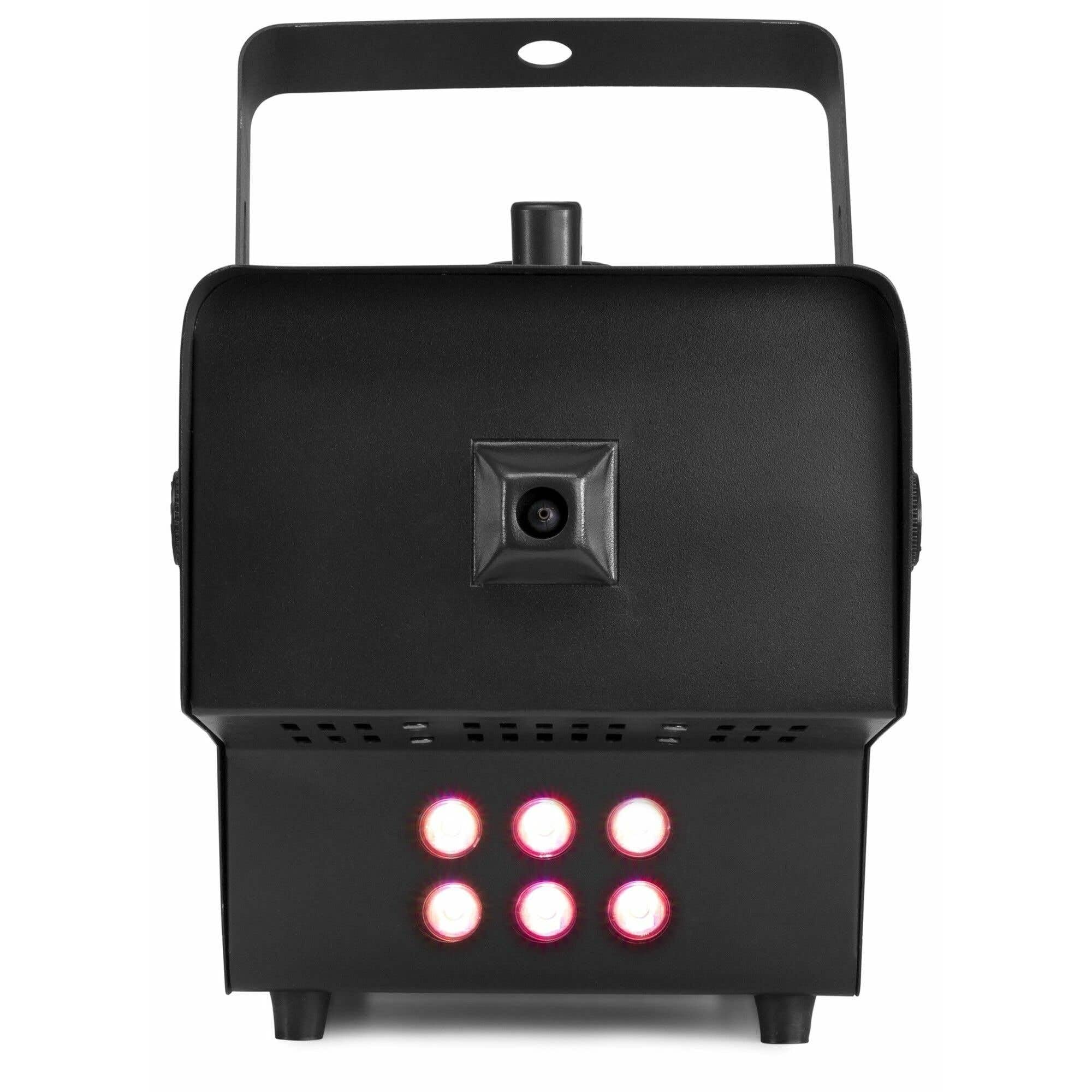 beamZ Rage 1500 - Macchina del Fumo LED, 1500 Watt, 6 x LED RGB 3-in-1 da 9W, Potenza Fumo: 350 m³/min, Serbatoio da 3,5 L con Illuminazione a LED, Comando DMX a 6 Canali, Controller con Timer, Nero