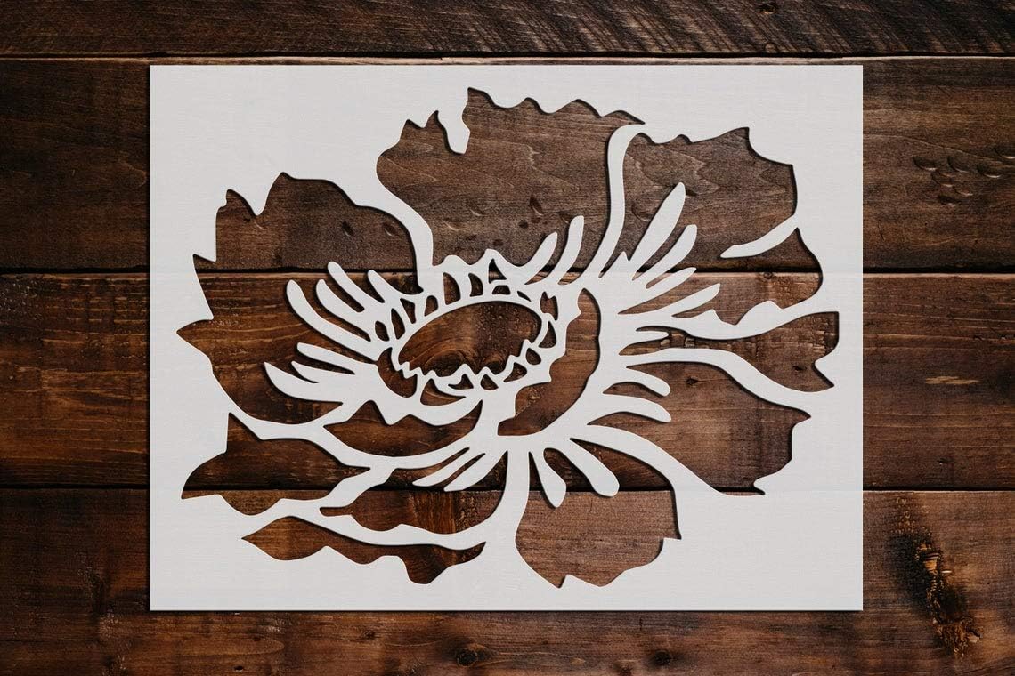 Peony Flower Stencil DIY Reusable Craft and Painting Wall Stencils - 210 (8.5x11)