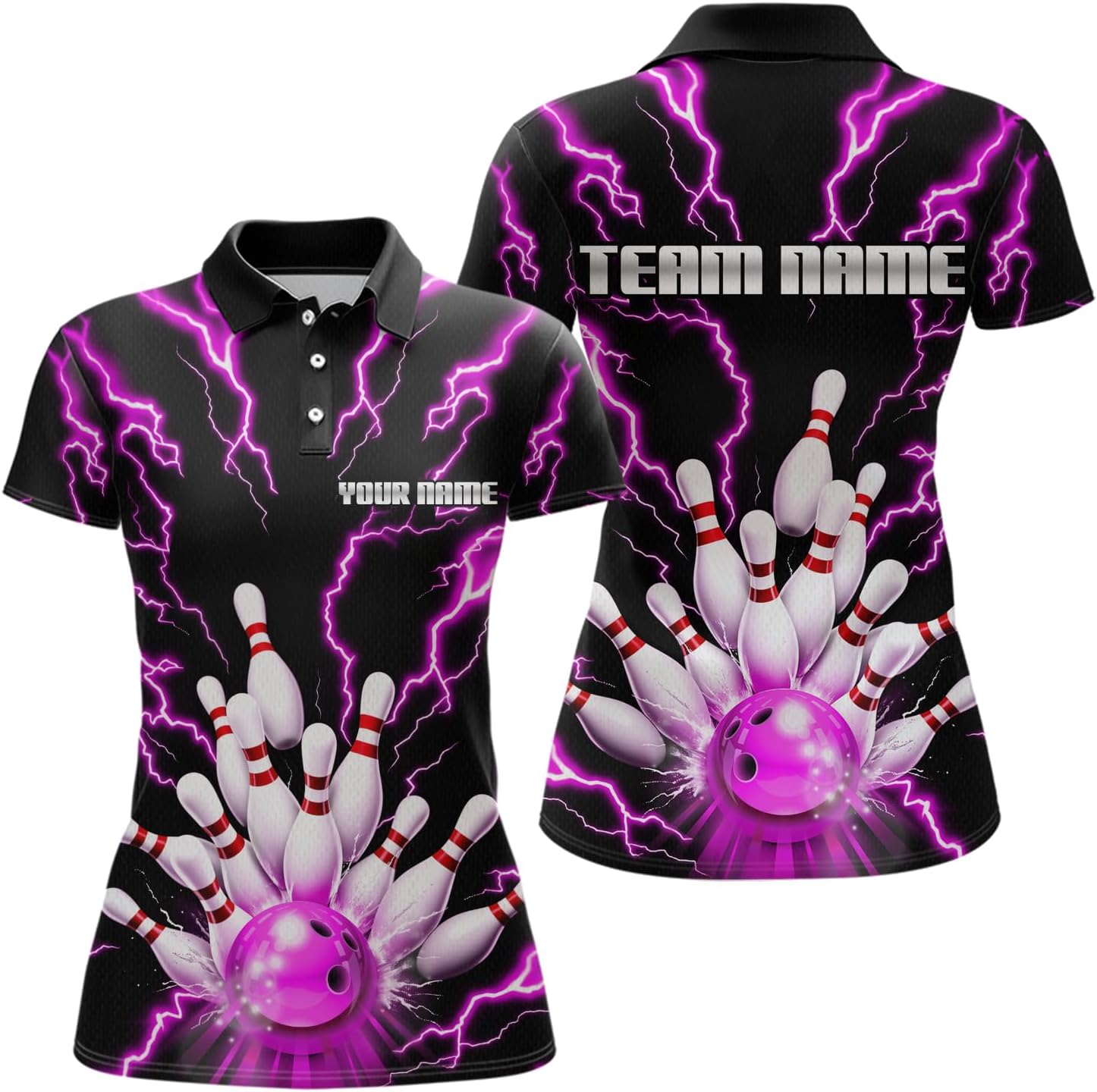 Thunder Lightning Bowling Shirt Custom Bowling Jersey for Men Women Bowling Polo Shirt Team Bowling 1/4 Zip Shirt