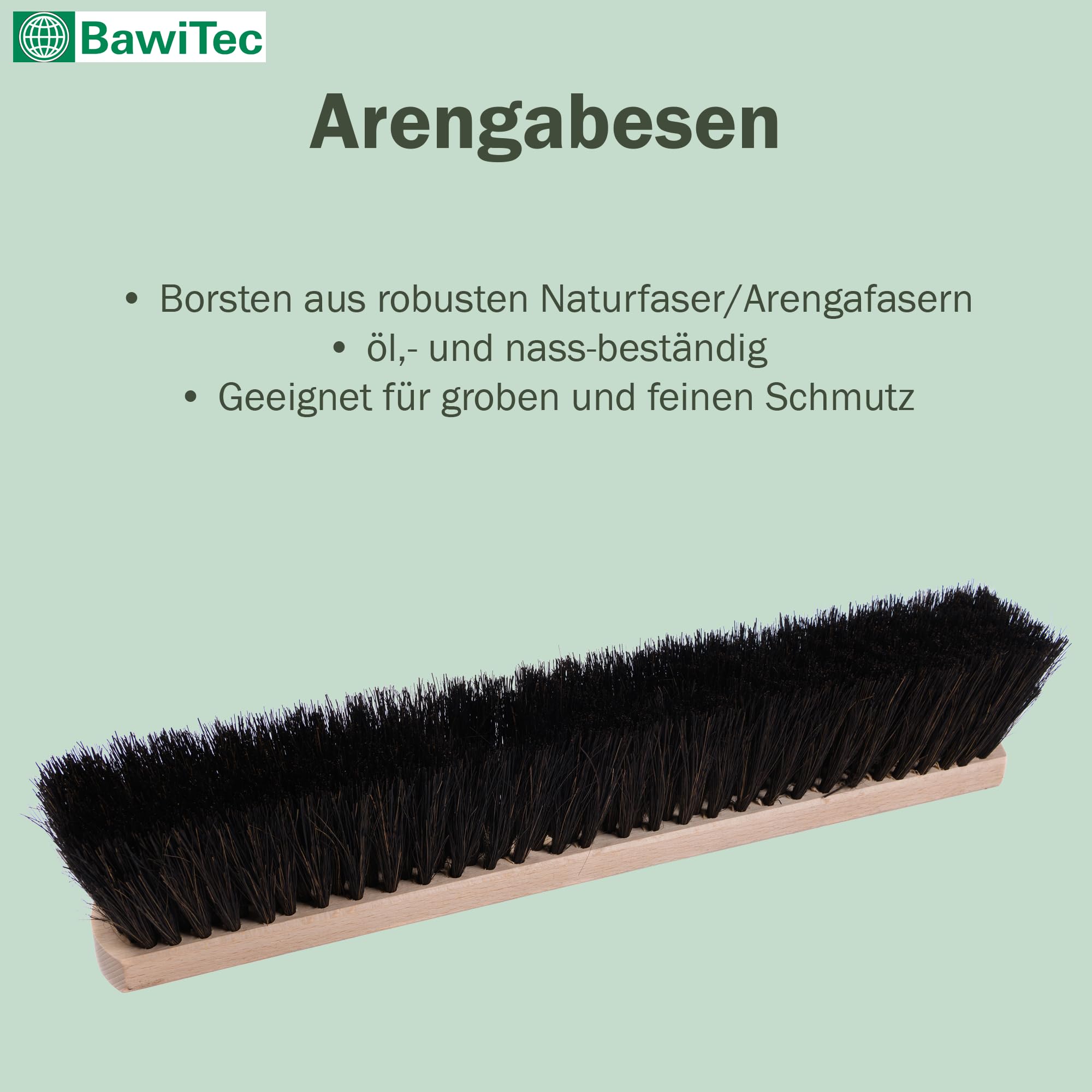 Straßenbesen Arenga Borsten Besen 40cm mit 4-Loch-System Stiel Alustiel
