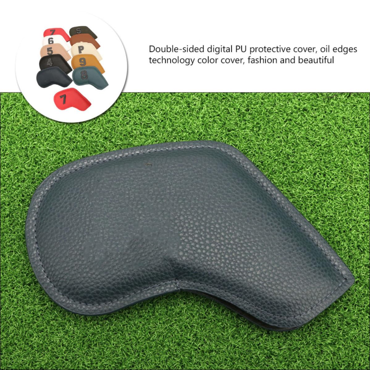 10 Piezas Fundas para Cabezas de Caña de Golf Funda para Hierros de Golf PU Mallet Shaped, Protege Palos y Reduce Vibración, para Transportar y Guardar al Aire Libre