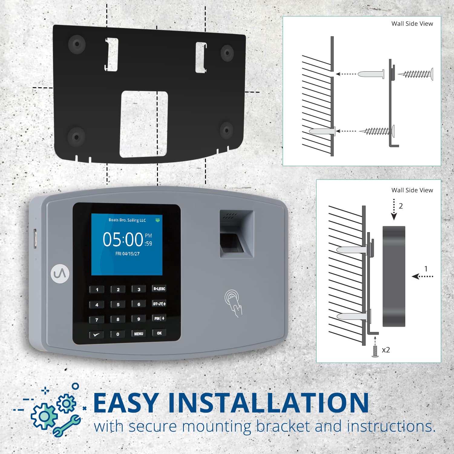 uAttend BN6700 Sistema di orologio biometrico per piccole imprese con timecard basati su cloud