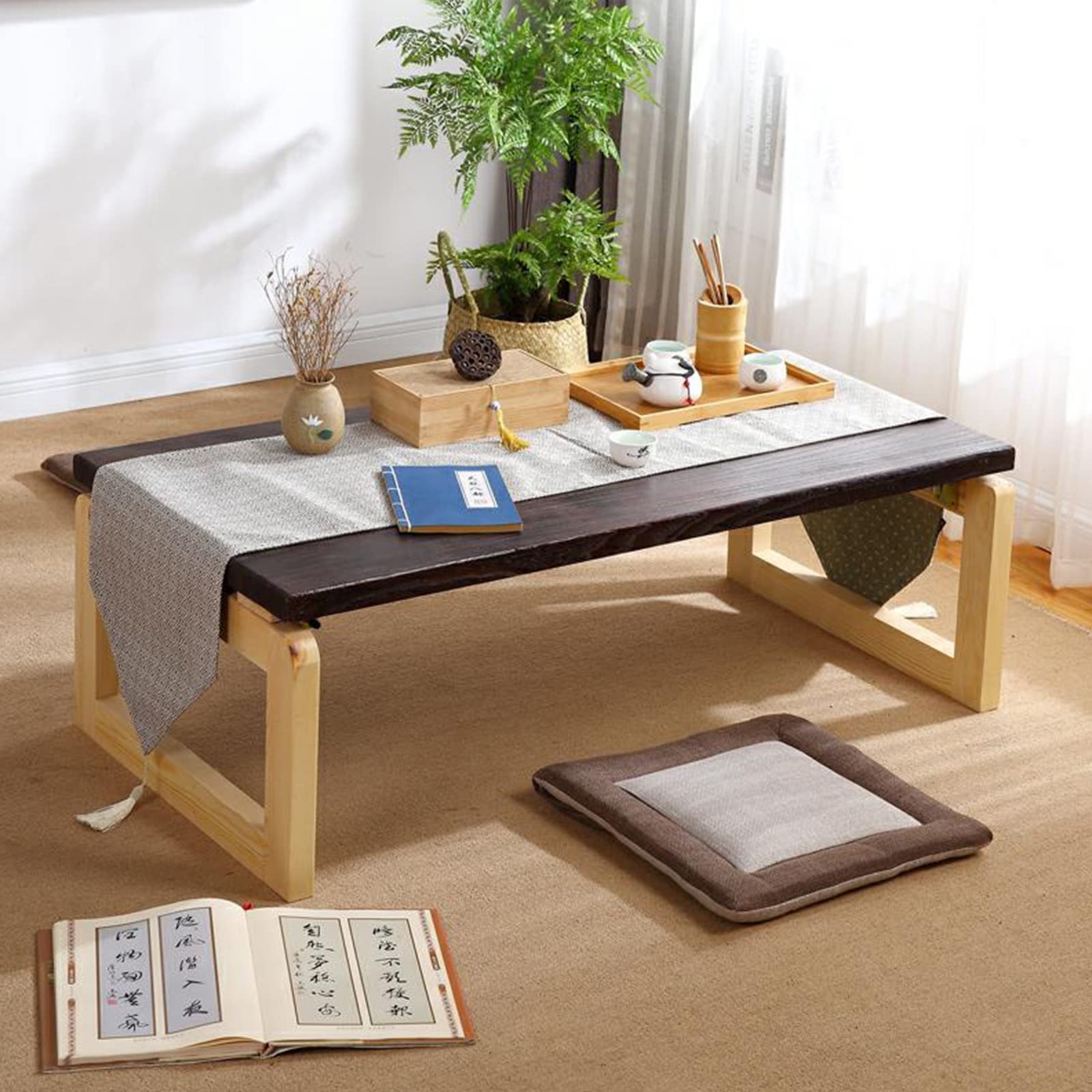 Couchtisch Klappbar Aus Holz 70×42×33 Cm - Faltbarer Bodentisch Modern & Montagefrei