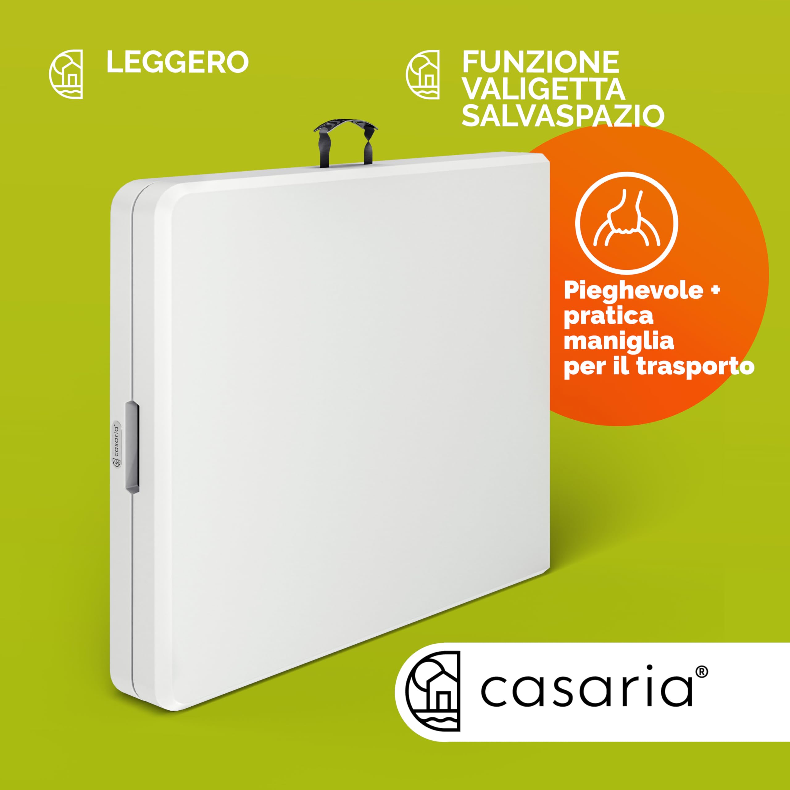 Casaria® Tavolo da Giardino Pieghevole in Plastica 183x76cm Resistente con Maniglia Portatile Campeggio Bianco
