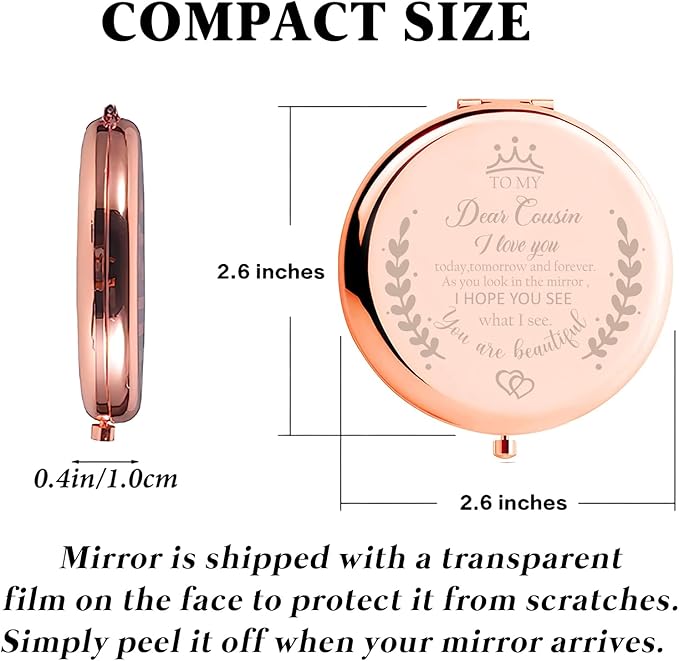 Espejo compacto redondo de acero inoxidable para maquillaje miniatura 3