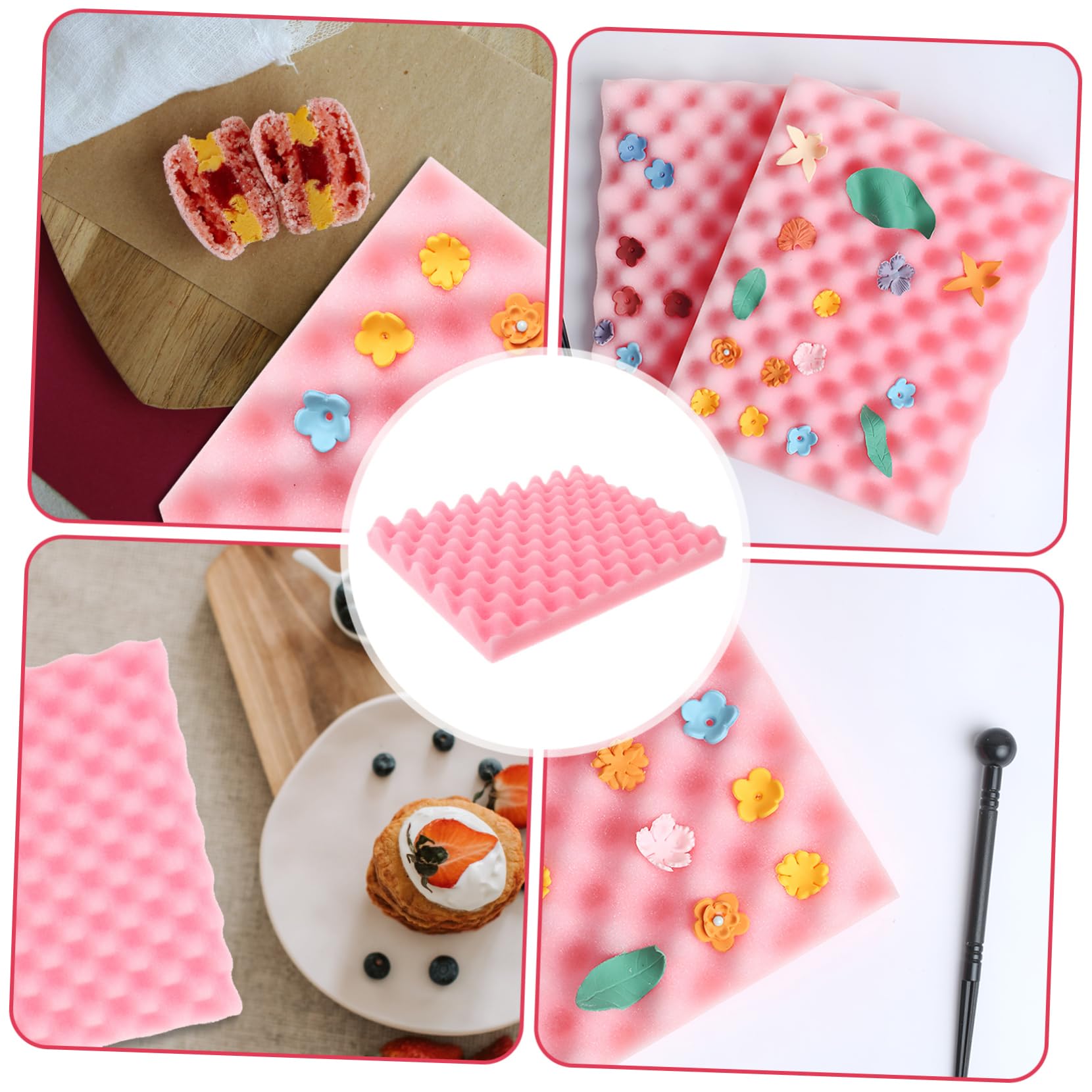 6piezas Esponjas De Fondant para Secado De Flores De Decoración De Pasteles Almohadillas para Modelado De Pasta De y Flores De Icing
